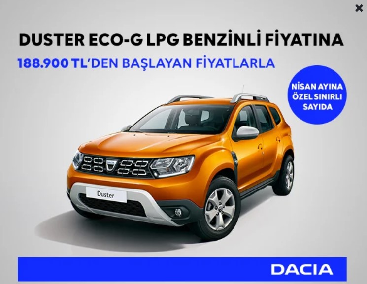 LPG'li 2021 Dacia Duster indirim kampanyası 